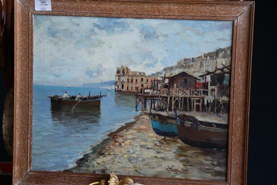 G. Mujica Fishing boats along with Italian coast 39 x 48.5cm